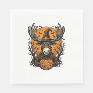 Klassieke Halloween Eland Pompoen Heksenhoed Shirt Servet