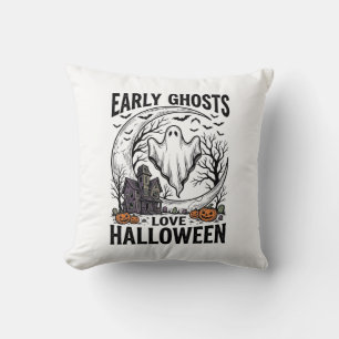 Klassieke Halloween Geest Behekste Maan Gravure Ku Kussen