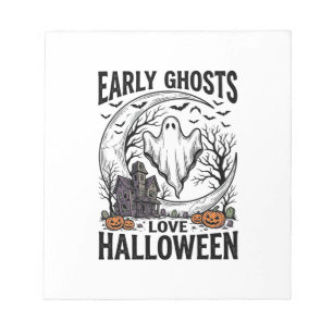 Klassieke Halloween Geest Behekste Maan Gravure Ku Notitieblok