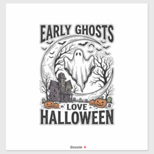 Klassieke Halloween Geest Behekste Maan Gravure Ku Sticker
