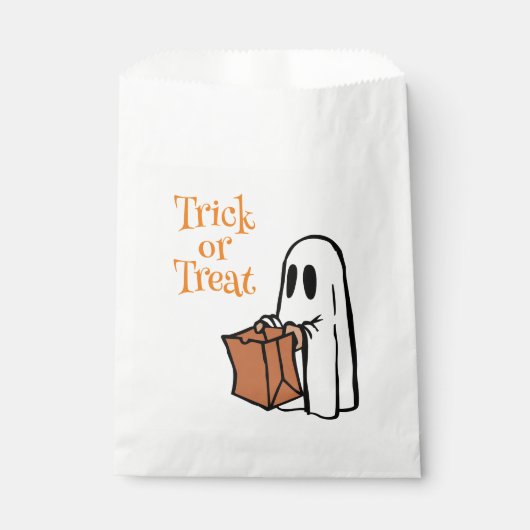 Klassieke Halloween Ghost met Bag Trick of Treatin Bedankzakje (Voorkant)