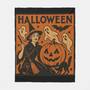 , klassieke Halloween heks, spook en pompoenen Fleece Deken