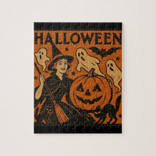 , klassieke Halloween heks, spook en pompoenen Legpuzzel