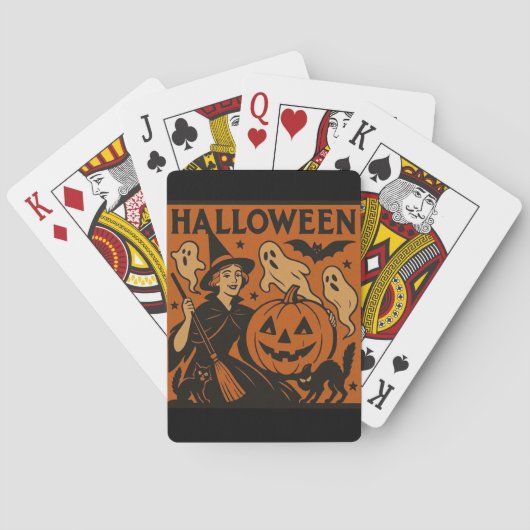 , klassieke Halloween heks, spook en pompoenen Pokerkaarten (Achterkant)