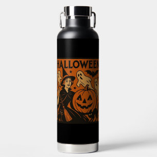, klassieke Halloween heks, spook en pompoenen Waterfles