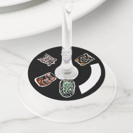 Klassieke Halloween karakters | Donker Wijnglaslabel