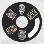 Klassieke Halloween karakters | Donker Wijnglaslabel (Voorkant)