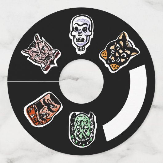 Klassieke Halloween karakters | Donker Wijnglaslabel (Voorkant)