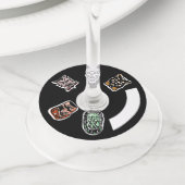 Klassieke Halloween karakters | Donker Wijnglaslabel (Dichtbij)