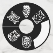 Klassieke Halloween karakters | Donker Wijnglaslabel (Achterkant)