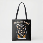 Klassieke Halloween kat | Donkere Trick or treat Tote Bag (Voorkant)