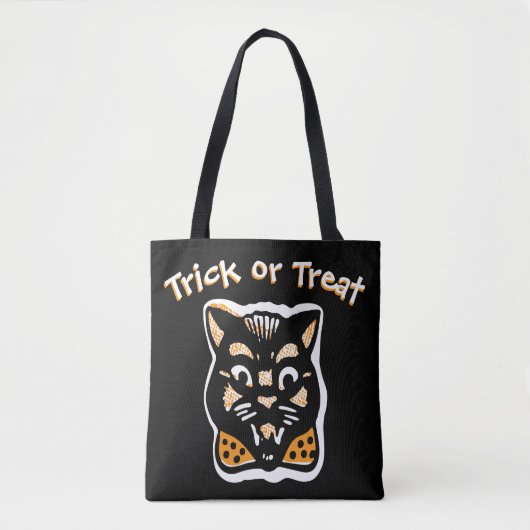 Klassieke Halloween kat | Donkere Trick or treat Tote Bag (Voorkant)