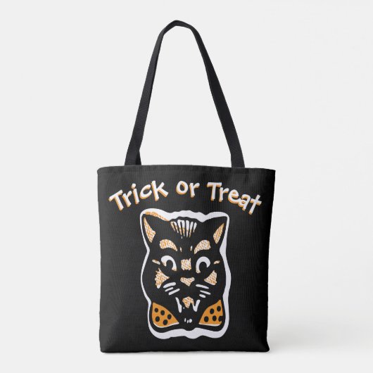 Klassieke Halloween kat | Donkere Trick or treat Tote Bag (Achterkant)