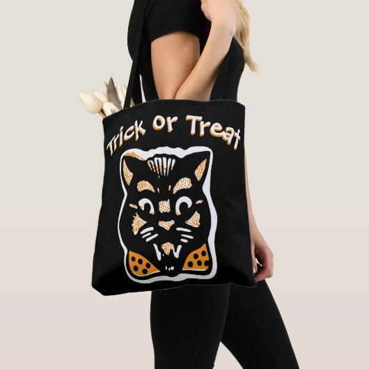 Klassieke Halloween kat | Donkere Trick or treat Tote Bag (Dichtbij)