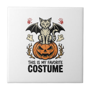 Klassieke Halloween Kat Pompoen Kostuum Shirt Ontw Tegeltje