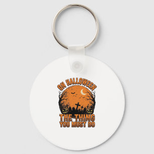 Klassieke Halloween Kerkhof Pompoen Maan Shirt Des Sleutelhanger