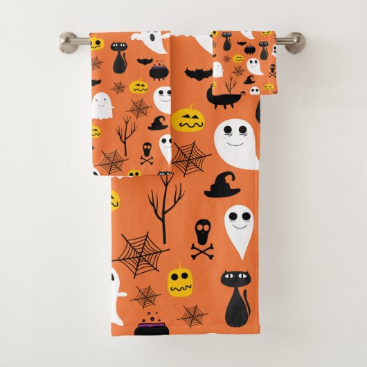 Klassieke Halloween kleuren symbolen patroon Bad Handdoek (Insitu)