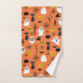 Klassieke Halloween kleuren symbolen patroon Bad Handdoek (Handdoek)
