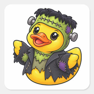 Klassieke Halloween Monster Rubber Eend Vierkante Sticker