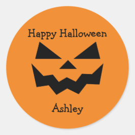 Klassieke Halloween Naam Jack-o-lantaarn gezicht Ronde Sticker