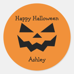 Klassieke Halloween Naam Jack-o-lantaarn gezicht Ronde Sticker