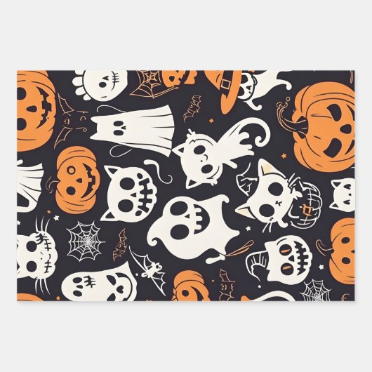 Klassieke Halloween Pompoen Carving Wrapping Paper (Voorkant 3)