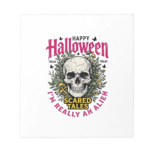 Klassieke Halloween Schedel Alien Grafisch voor Wi Notitieblok