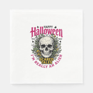 Klassieke Halloween Schedel Alien Grafisch voor Wi Servet