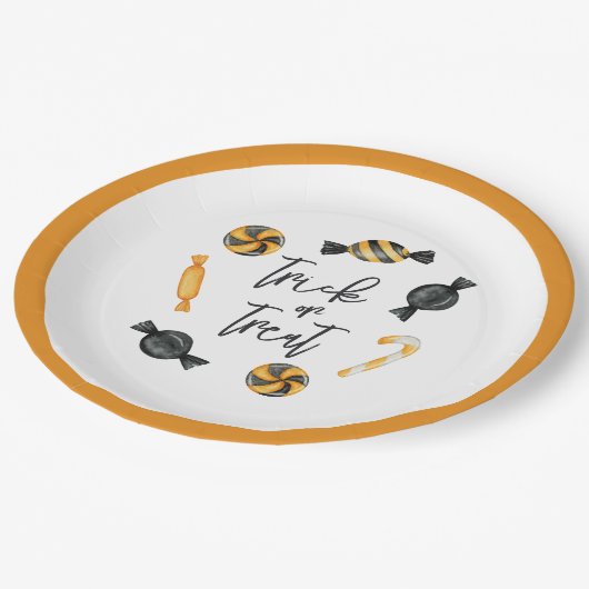 Klassieke Halloween Snoep Trick or treat Papieren Bordje (Gekanteld)