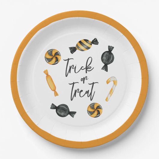Klassieke Halloween Snoep Trick or treat Papieren Bordje (Voorkant)