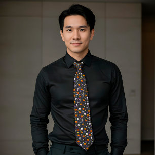 Klassieke Halloween thema patroon donkergrijs Stropdas