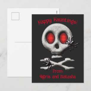 Klassieke Halloween Verschrikkelijke Schedel en Gr Feestdagenkaart
