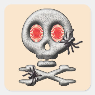 Klassieke Halloween Verschrikkelijke Schedel en Gr Vierkante Sticker