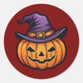 Klassieke Halloween Witch Pet Pompoen Stickers (Voorkant)