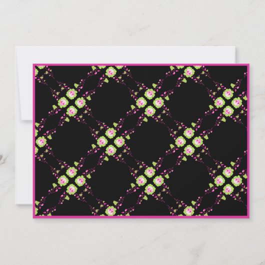 Klassieke Halloween Zwart & Roze Schedel Kostuum P Kaart (Achterkant)