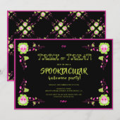 Klassieke Halloween Zwart & Roze Schedel Kostuum P Kaart (Voorkant / Achterkant)