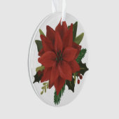 Klassieke hand geschilde Poinsettia Holiday Ornament (voorkant)