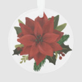Klassieke hand geschilde Poinsettia Holiday Ornament (achterkant)