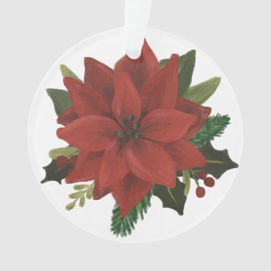 Klassieke hand geschilde Poinsettia Holiday Ornament (voorkant)
