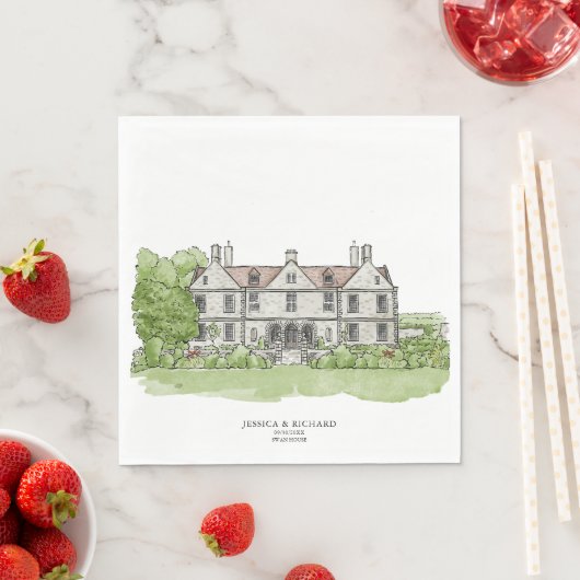 Klassieke Hand getrokken Venue Manor Illustratie Servet (Insitu)