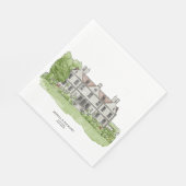 Klassieke Hand getrokken Venue Manor Illustratie Servet (Hoek)