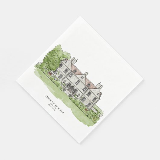 Klassieke Hand getrokken Venue Manor Illustratie Servet (Hoek)