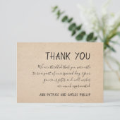 KLASSIEKE HANDGESCHREVEN BEDANKKAART - KRAFT PAPIE (Staand voorkant)