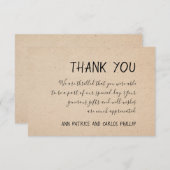 KLASSIEKE HANDGESCHREVEN BEDANKKAART - KRAFT PAPIE (Voorkant / Achterkant)