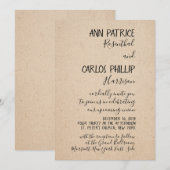 KLASSIEKE HANDGESCHREVEN BRUILOFT UITNODIGING KAAR (Voorkant / Achterkant)