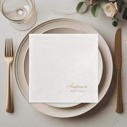 Klassieke Handgeschreven Familienaam Bruiloft Folie Servetten