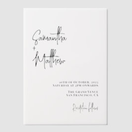 Klassieke handgeschreven script minimalistische br vellum uitnodigingen