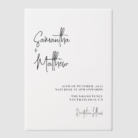 Klassieke handgeschreven script minimalistische br vellum uitnodigingen (Voorkant)