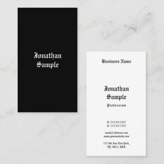 Klassieke handgeschreven zwart-witweergave van scr visitekaartje (Voorkant / Achterkant)