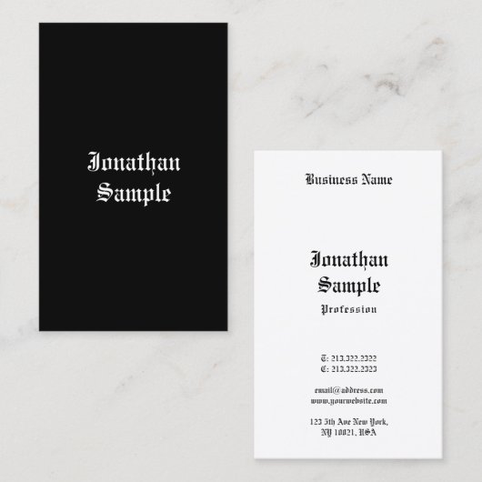 Klassieke handgeschreven zwart-witweergave van scr visitekaartje (Voorkant / Achterkant)